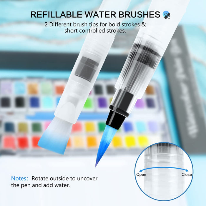 Zenacolor Watercolor Brush Pens - 48 Watercolor Brush Tip Markers