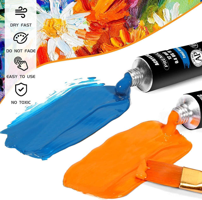 Acrylic Paint Set, Emooqi 24(12ml/0.4oz) Rich Pigment Colors, with 11 Art  Brushes, Paint Palette & Painting Canvas - Quick Dry Paints for Hobby  Painters & Professionals, Canvas Wood Rock Ceramic Paint — emooqi