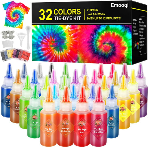 DIY Tie Dye Kits, Emooqi 32 Colours All-in-1 Tie Dye Set contain