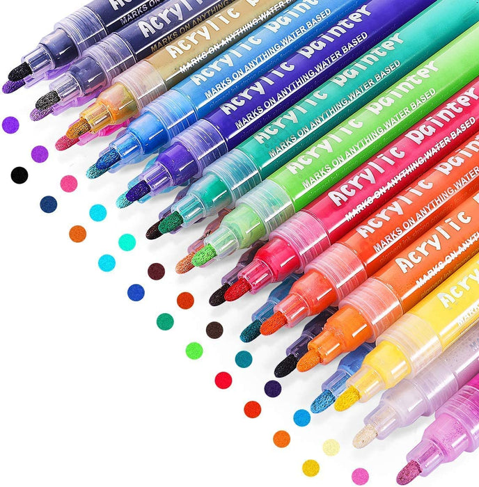 Paint Pens, Acrylic Paint Markers 24 Colors Waterproof Pen Set for