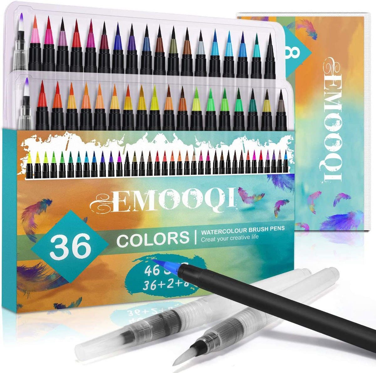 Watercolor Pens Brush Set - 20 Colored Ink Brush Pen Watercolor Brush  Markers and Blending Water Paint Pen
