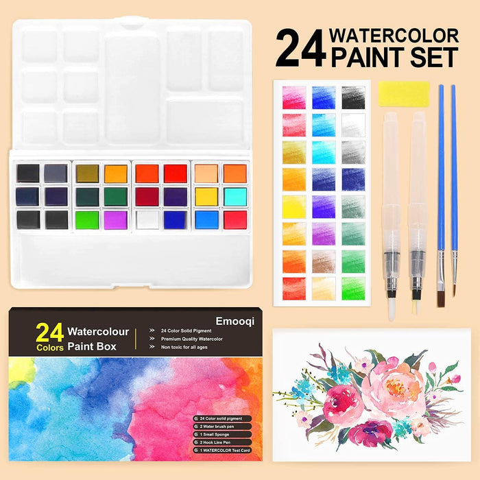 Emooqi 24 Colors Watercolor Paint set