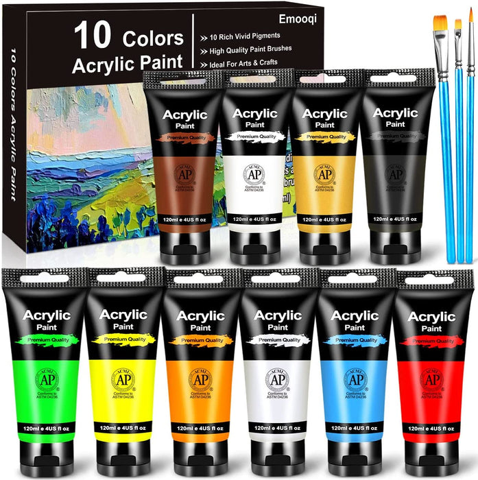Emooqi 10 Colors Acrylic Paint Set 120ml
