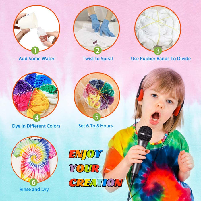 Tie Dye Kit - 40 Colors Permanent Fabric Dye with Rubber Bands, Gloves,  Table Cover, Apron for Kids and Adults Tie-Dye Art - All-in-1 Textile Paint