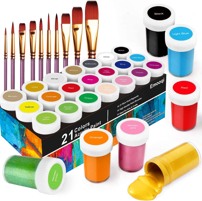 Emooqi 21 Colors Acrylic Paint Set 20 ml