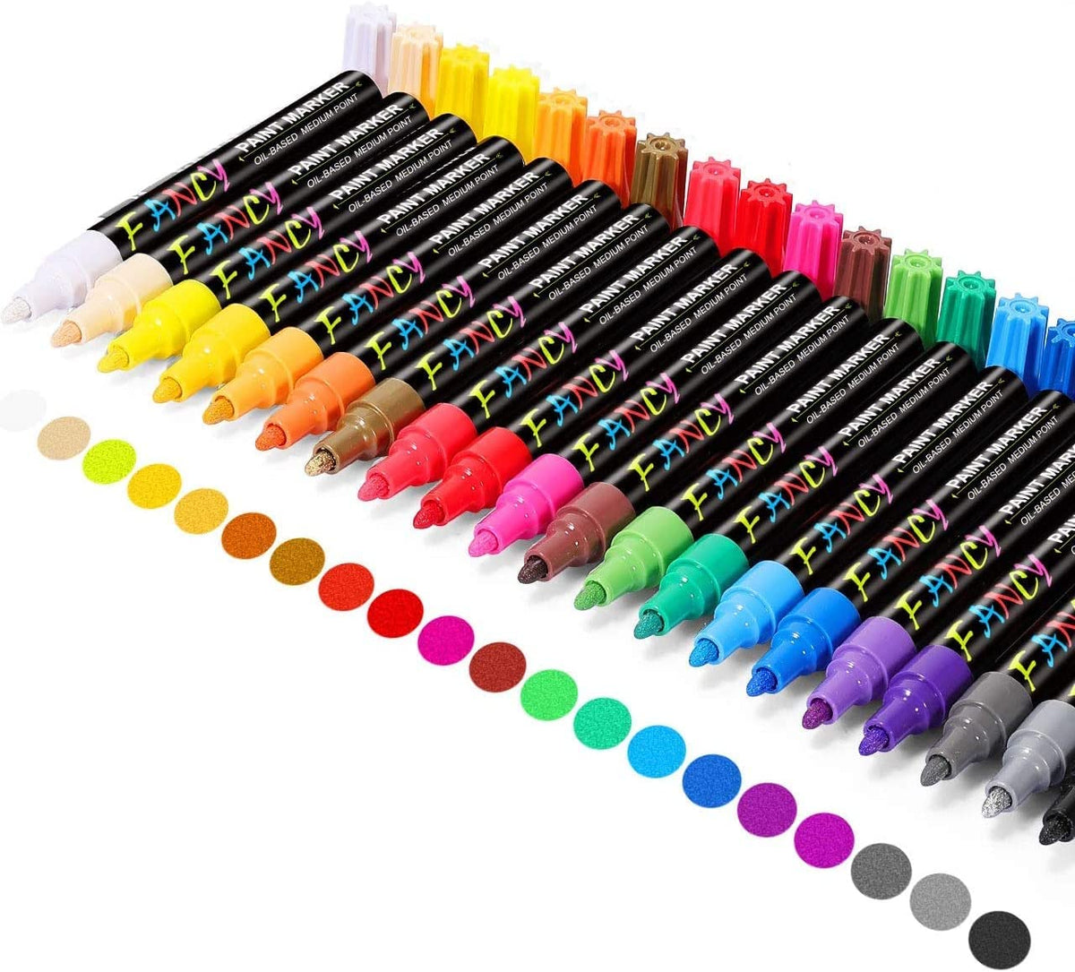 TOOLI-ART acrylic paint markers paint pens assorted vibrant markers for  rock painting, canvas, glass, mugs