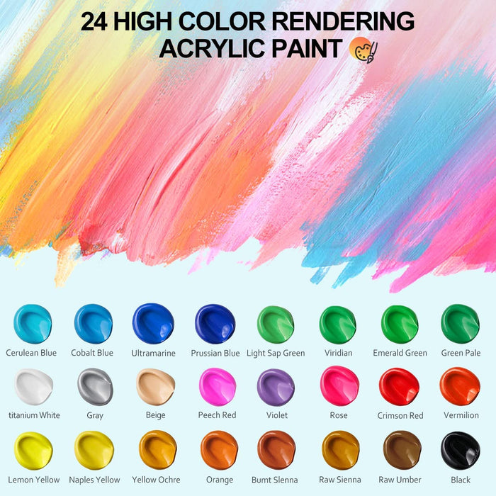 Vintager Acrylic Paint Pens Markers - 24 Colors Vibrant  Acrylic Paint Markers For Canvas - Acrylic Marker