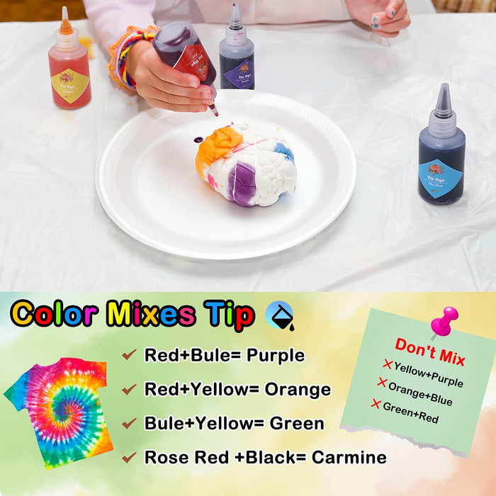Buy 26-Color Tie Dye Kit for Adults, Kids - Fabric Dyes for Clothing with  Instructions, Table Cover, Rubber Bands, Gloves, and Aprons Online at  desertcartUAE