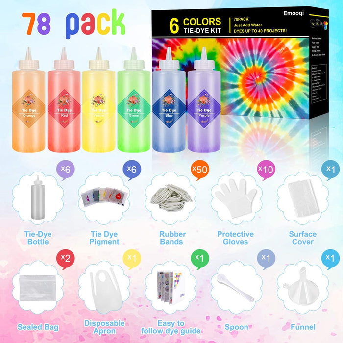  Tie Dye Kit - 40 Colors Permanent Fabric Dye with Rubber Bands,  Gloves, Table Cover, Apron for Kids and Adults Tie-Dye Art - All-in-1  Textile Paint Dye for DIY Shirt, Hoodie