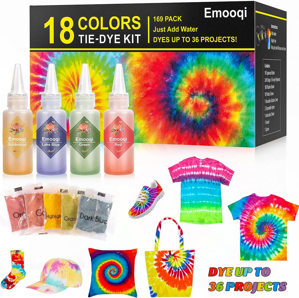 DIY Tie Dye Kit, Emooqi 26 Colors Fabric Dye Art Set with Rubber