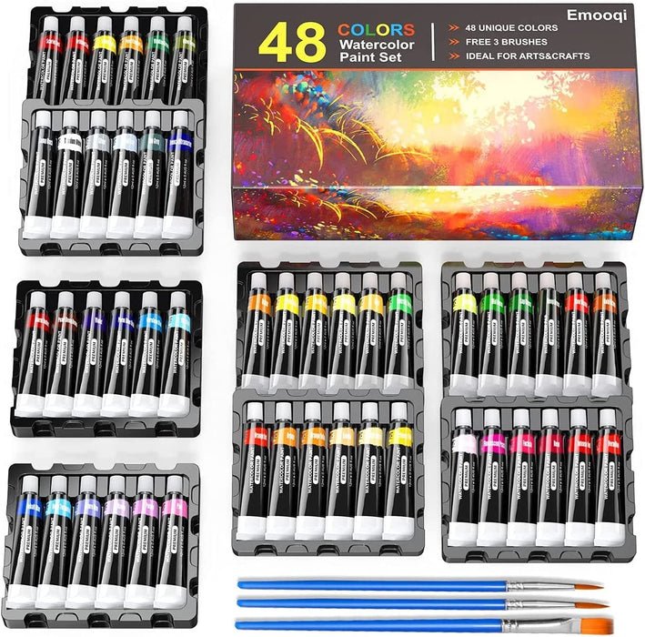 Emooqi 48 Colors Watercolor Paint Set 12 ml/0.4 oz
