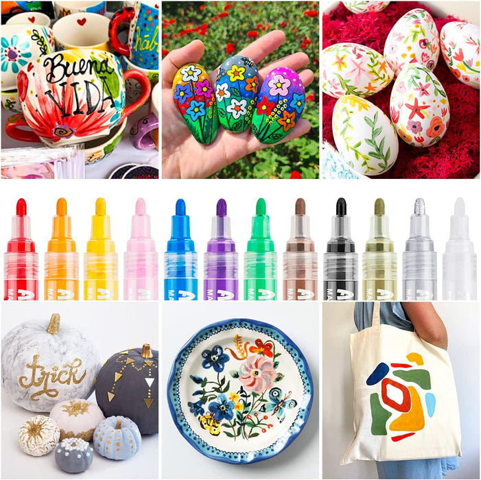 Acrylic Paint Pens,Emooqi 18 Colors Marker Pens for DIY Craft Projects  Waterproof Permanent Paint Art Marker for Rock