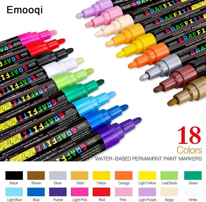 Acrylic Paint Pens, Emooqi 18 Colors Acrylic Paint Markers Paint Pens Paint  Makers for Rocks Craft Ceramic Glass Wood Fabric Canvas -Art Crafting  Supplies — emooqi