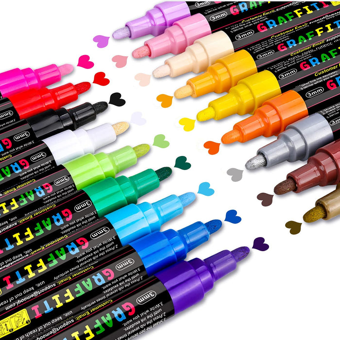 Emooqi 18 Colors Water-based Acrylic Markers 2-3mm