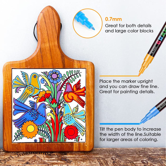 Emooqi Set of 18 Colors Acrylic Paint Pens