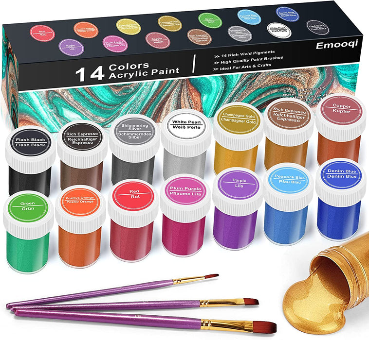 Emooqi 14 Colors Acrylic Paint Set 20ml